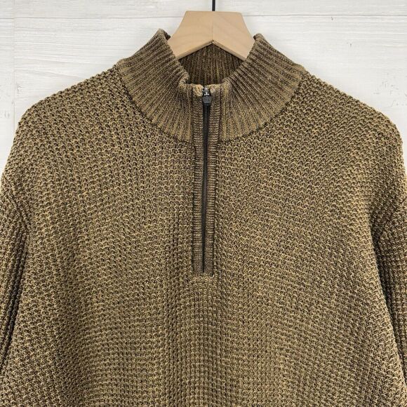 Eddie Bauer Bird's Eye Knit Sweater Men XL Tall Quarter Zip Pullover Heavy Knit - Picture 2 of 14